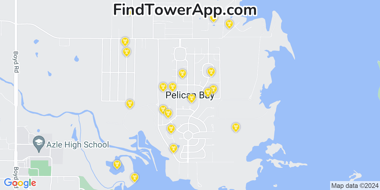 Verizon 4G/5G cell tower coverage map Pelican Bay, Texas