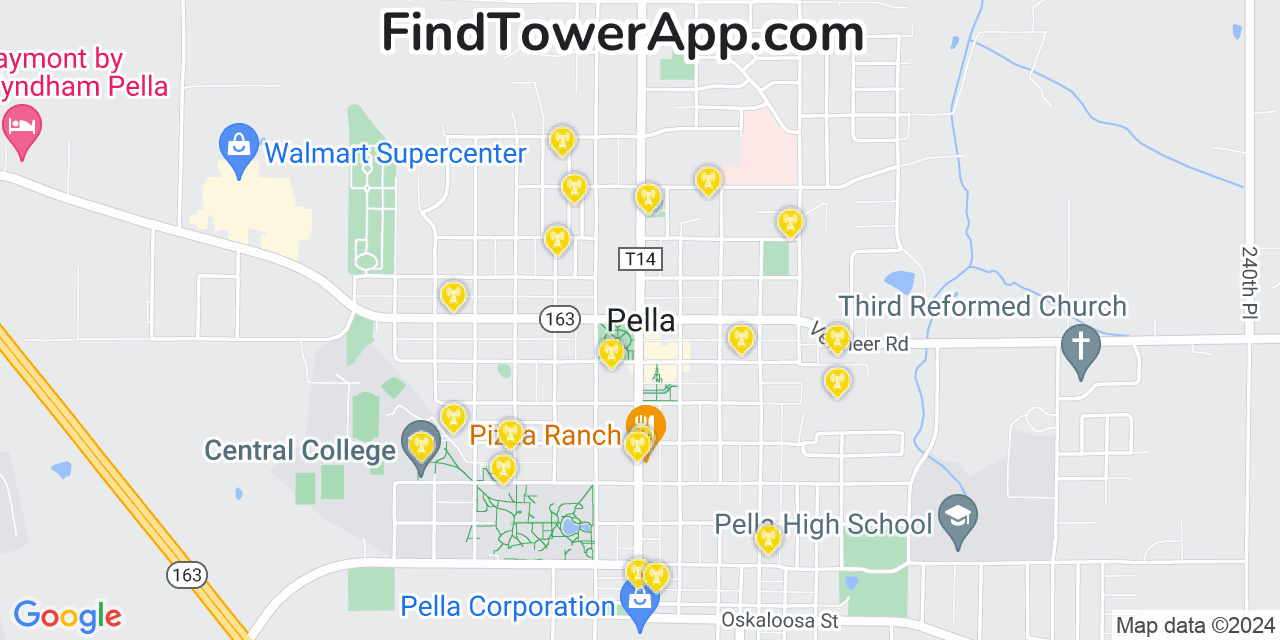 T-Mobile 4G/5G cell tower coverage map Pella, Iowa