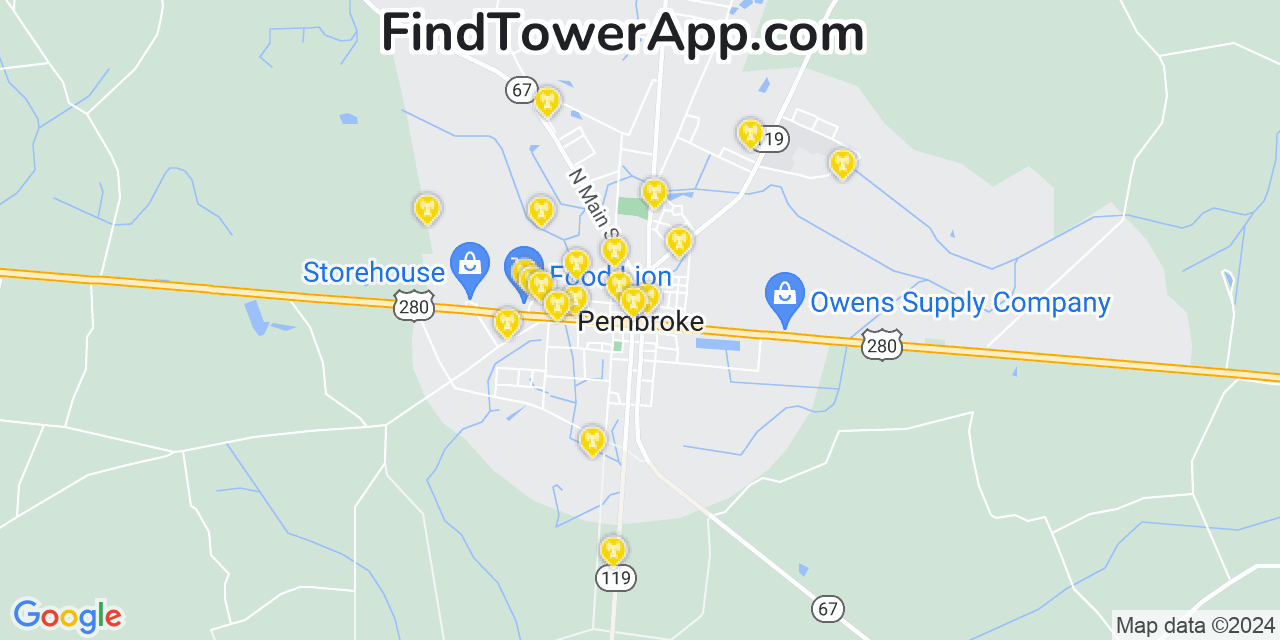Verizon 4G/5G cell tower coverage map Pembroke, Georgia