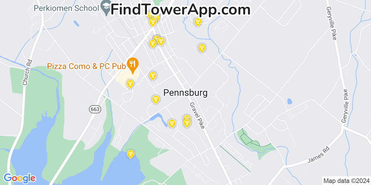 AT&T 4G/5G cell tower coverage map Pennsburg, Pennsylvania