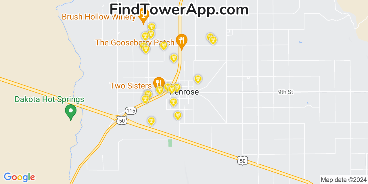 Verizon 4G/5G cell tower coverage map Penrose, Colorado