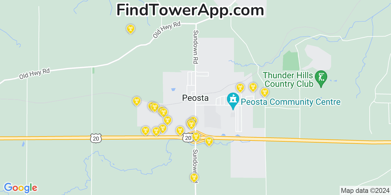 AT&T 4G/5G cell tower coverage map Peosta, Iowa