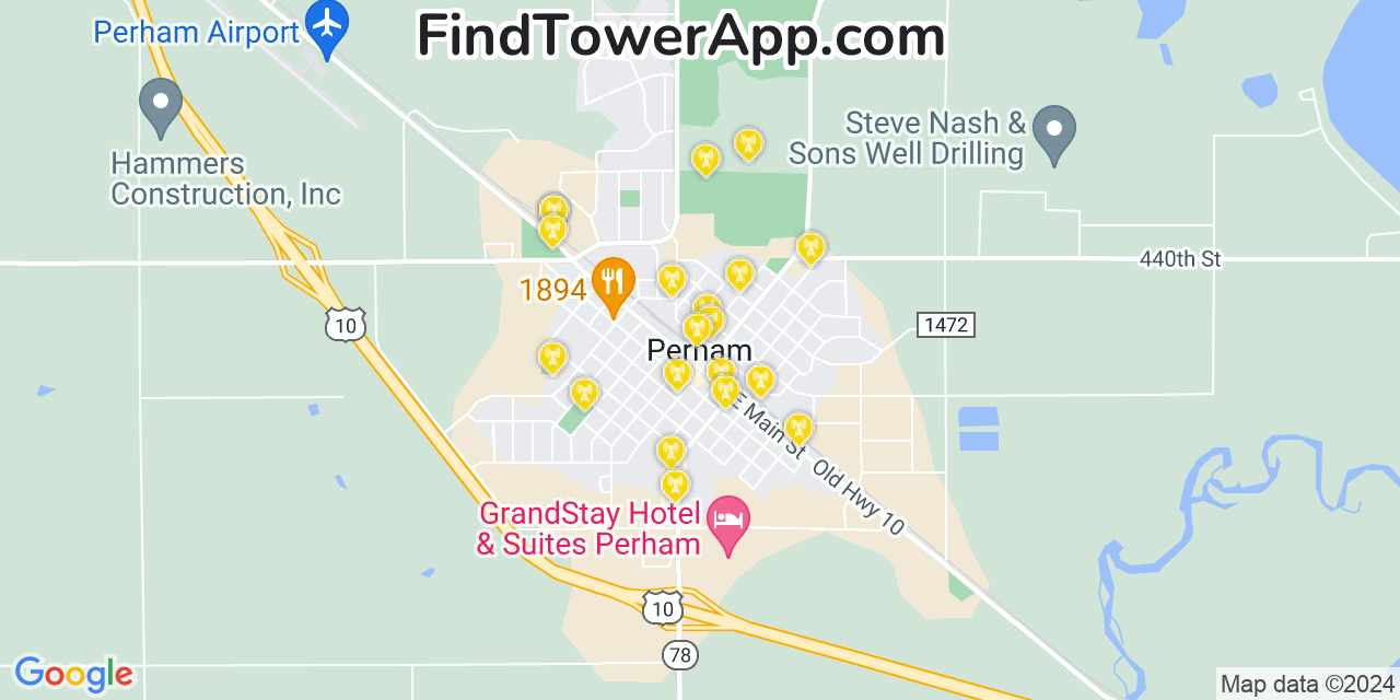 AT&T 4G/5G cell tower coverage map Perham, Minnesota