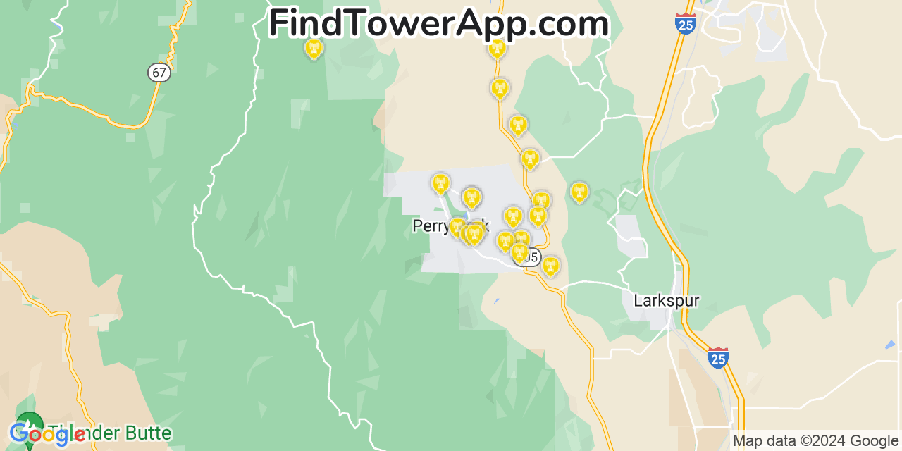 AT&T 4G/5G cell tower coverage map Perry Park, Colorado
