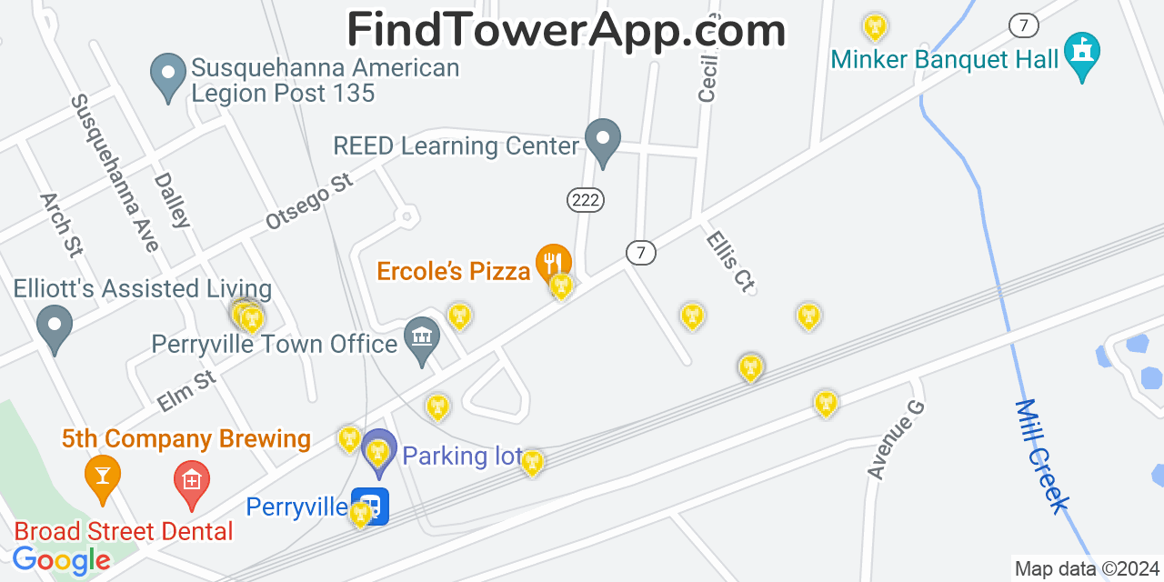 AT&T 4G/5G cell tower coverage map Perryville, Maryland