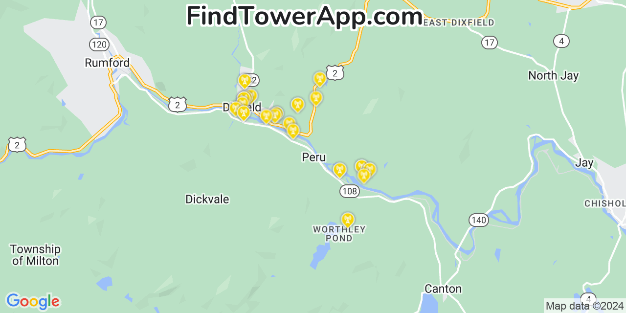 T-Mobile 4G/5G cell tower coverage map Peru, Maine