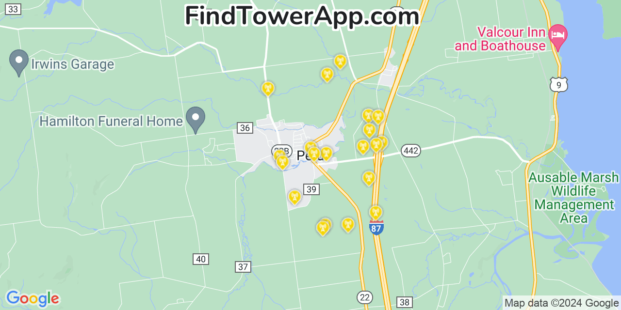 AT&T 4G/5G cell tower coverage map Peru, New York