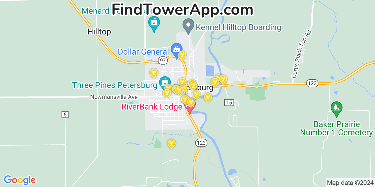 T-Mobile 4G/5G cell tower coverage map Petersburg, Illinois