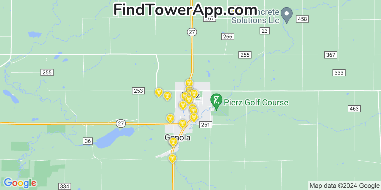 Verizon 4G/5G cell tower coverage map Pierz, Minnesota