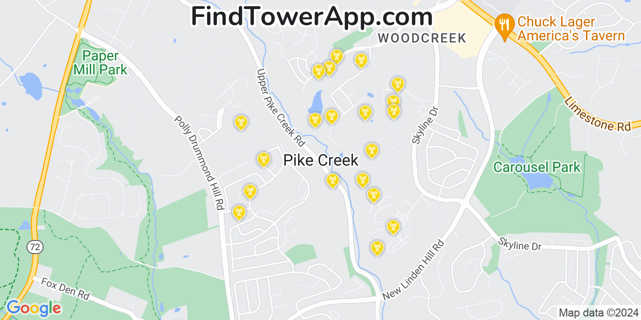 T-Mobile 4G/5G cell tower coverage map Pike Creek, Delaware