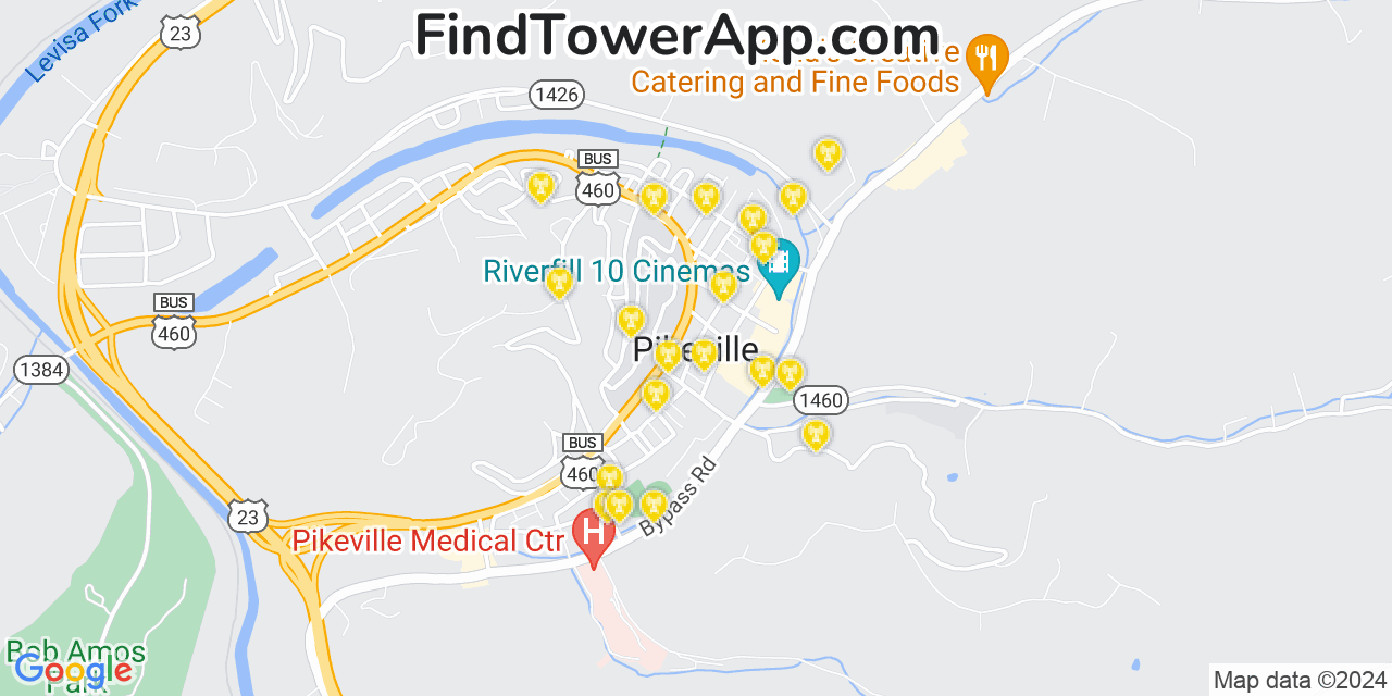 AT&T 4G/5G cell tower coverage map Pikeville, Kentucky