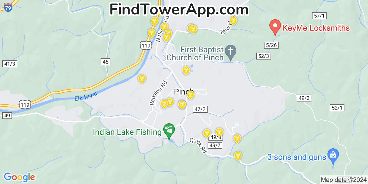 T-Mobile 4G/5G cell tower coverage map Pinch, West Virginia