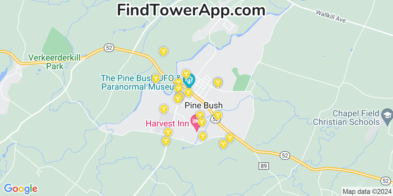 AT&T 4G/5G cell tower coverage map Pine Bush, New York