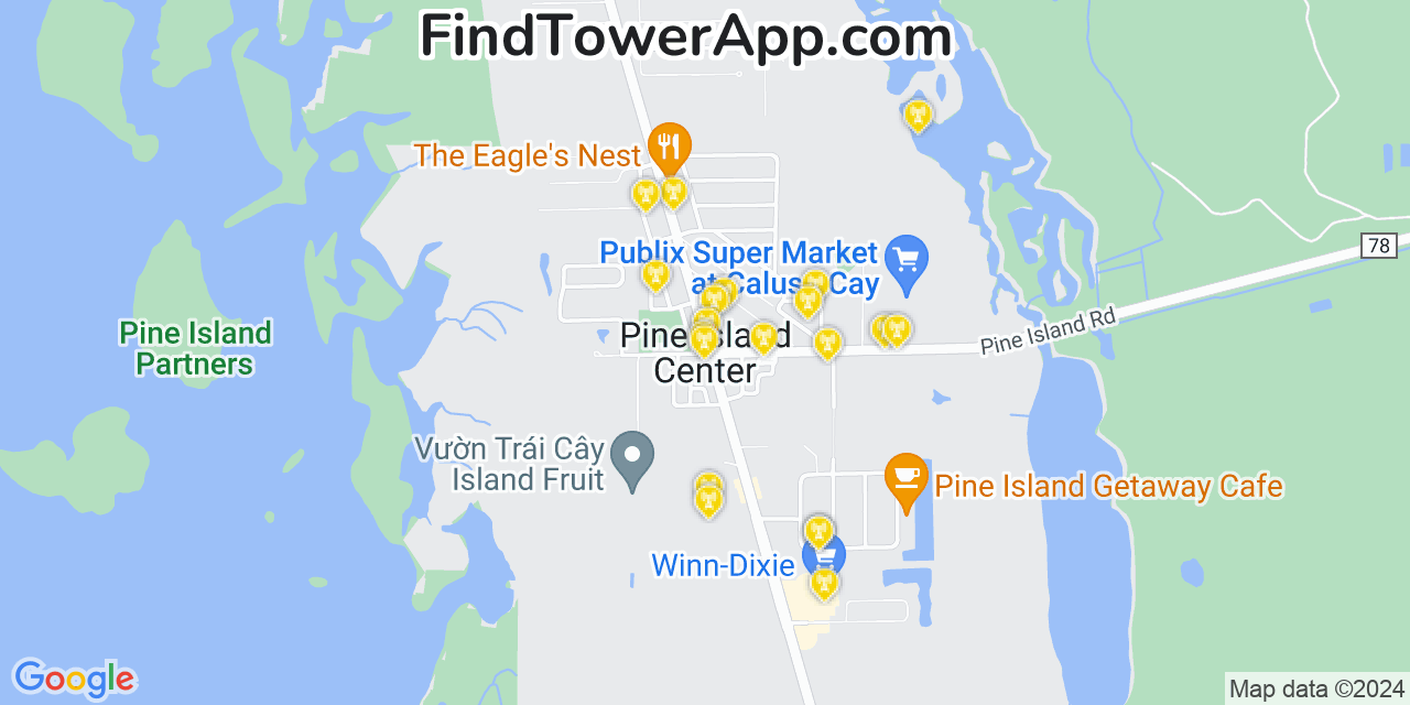 AT&T 4G/5G cell tower coverage map Pine Island Center, Florida
