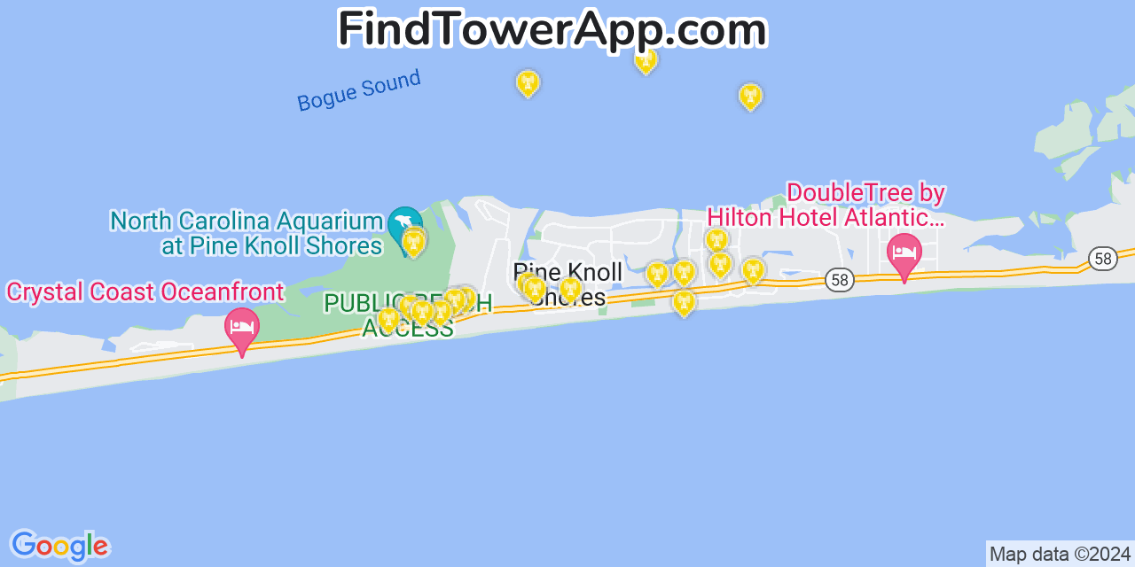 T-Mobile 4G/5G cell tower coverage map Pine Knoll Shores, North Carolina