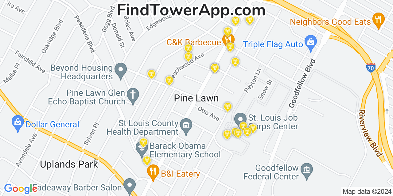 T-Mobile 4G/5G cell tower coverage map Pine Lawn, Missouri