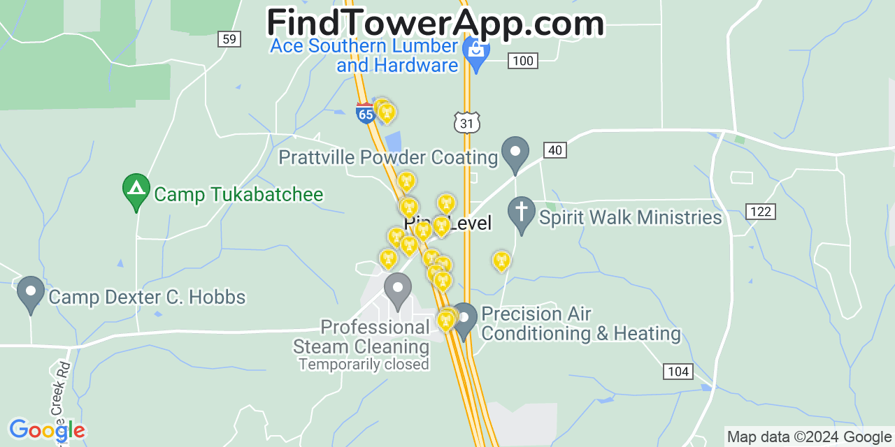 T-Mobile 4G/5G cell tower coverage map Pine Level, Alabama