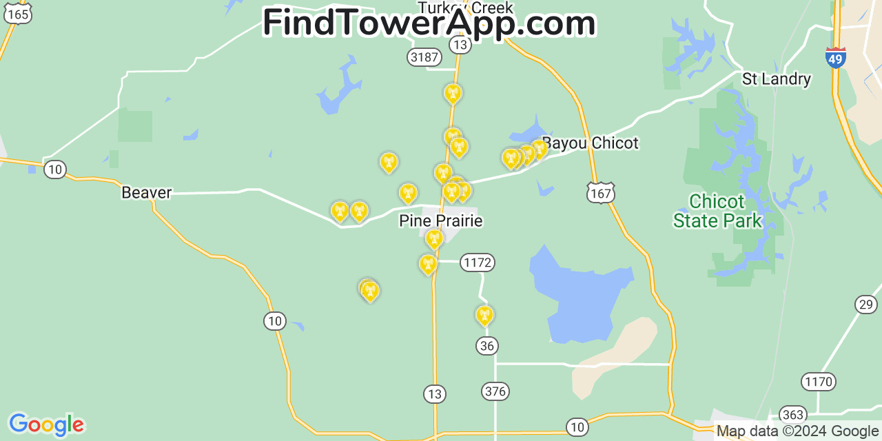 T-Mobile 4G/5G cell tower coverage map Pine Prairie, Louisiana