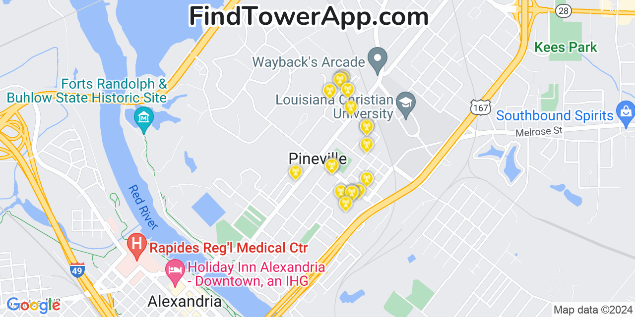 T-Mobile 4G/5G cell tower coverage map Pineville, Louisiana