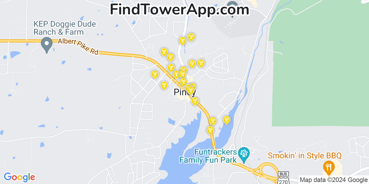 AT&T 4G/5G cell tower coverage map Piney, Arkansas