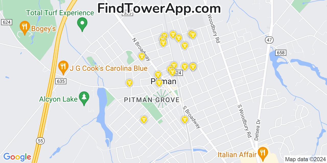 AT&T 4G/5G cell tower coverage map Pitman, New Jersey