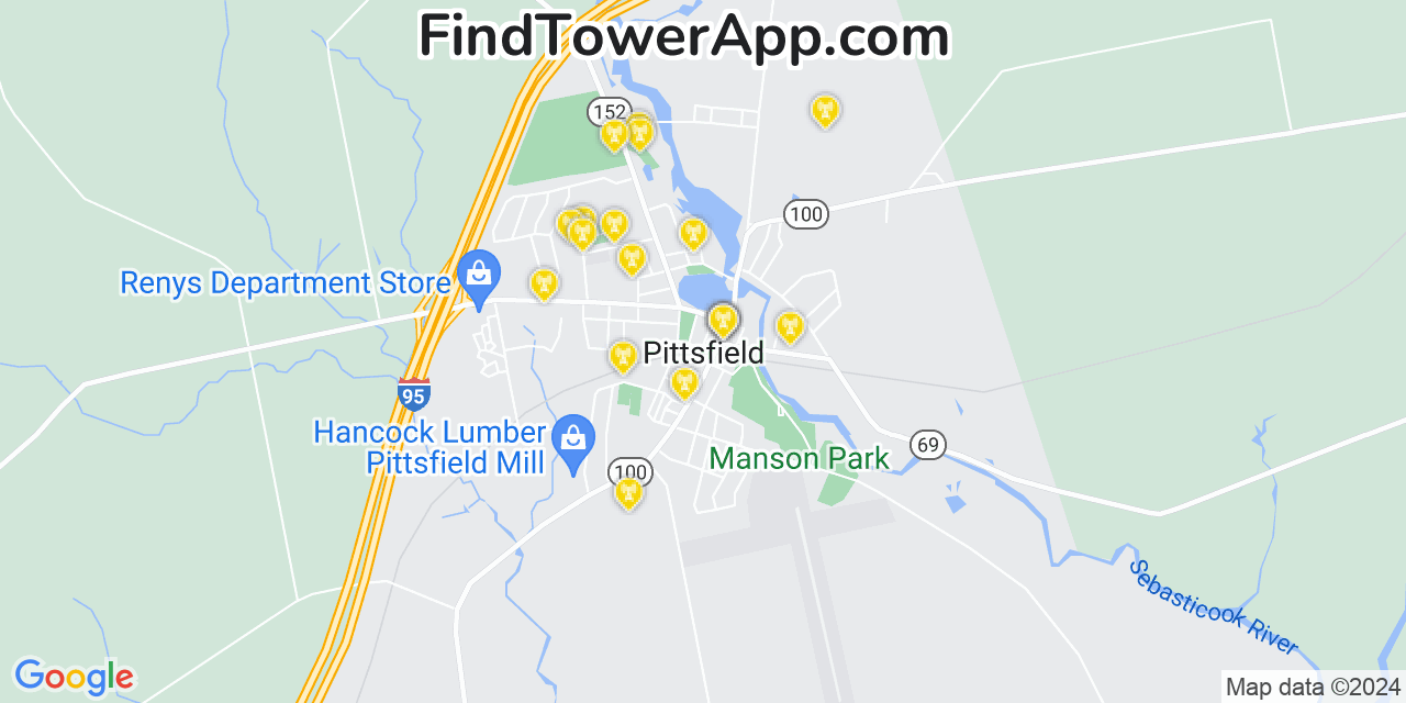 T-Mobile 4G/5G cell tower coverage map Pittsfield, Maine