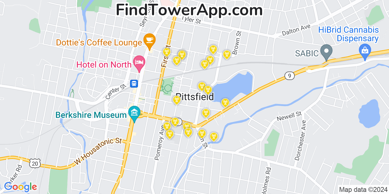 T-Mobile 4G/5G cell tower coverage map Pittsfield, Massachusetts