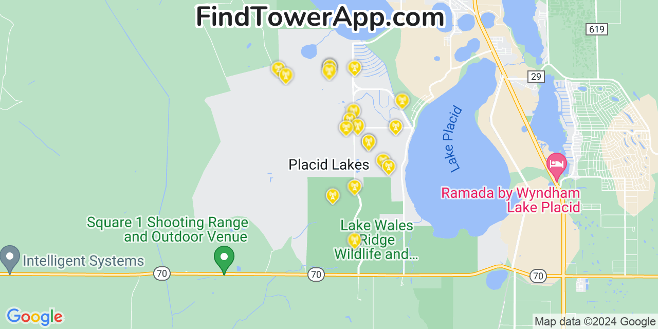 T-Mobile 4G/5G cell tower coverage map Placid Lakes, Florida