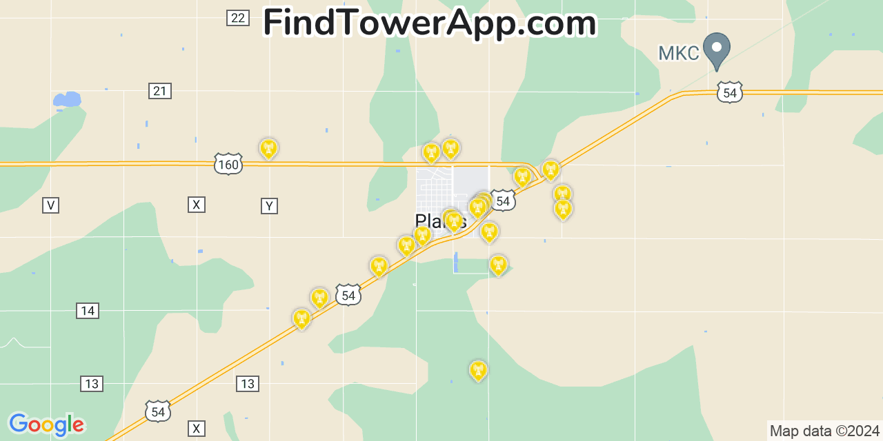 T-Mobile 4G/5G cell tower coverage map Plains, Kansas