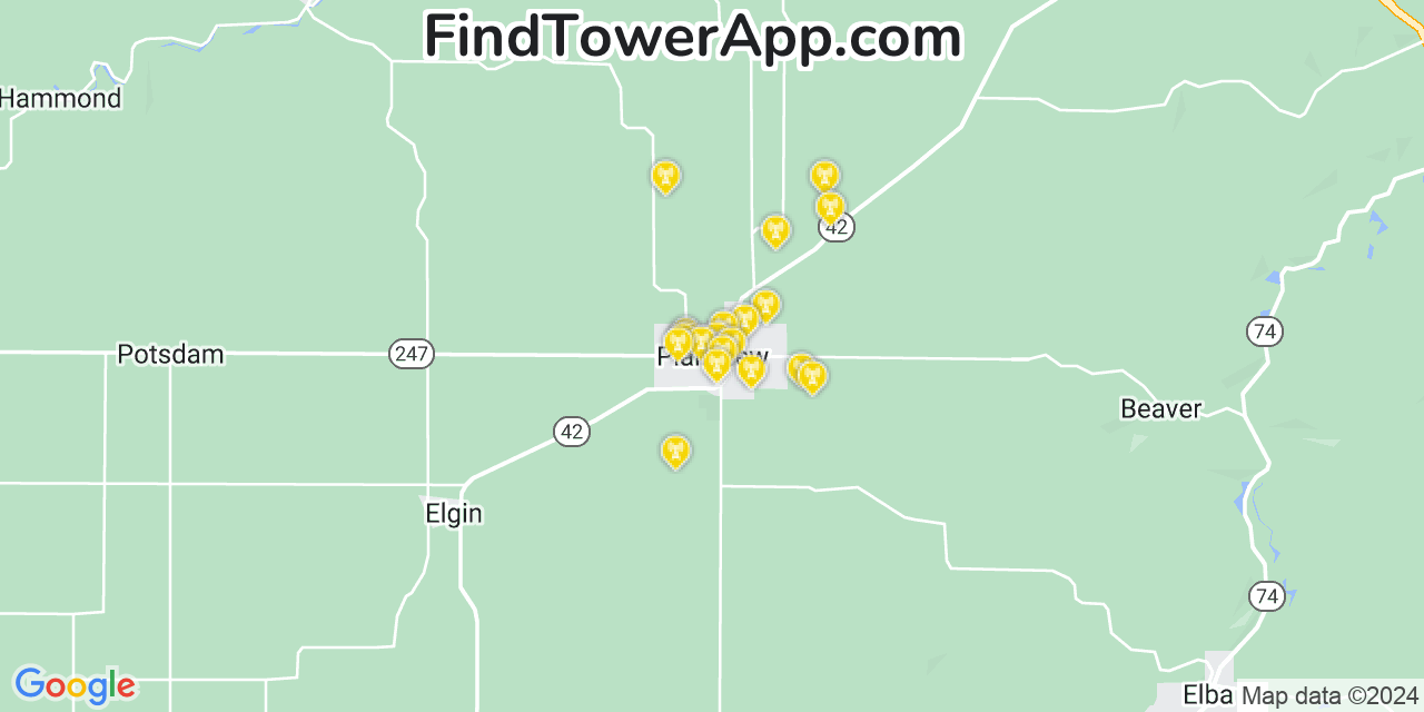 AT&T 4G/5G cell tower coverage map Plainview, Minnesota