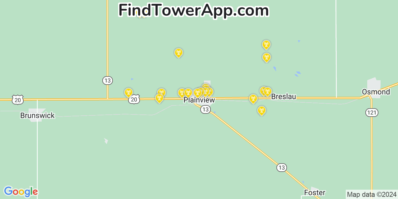 T-Mobile 4G/5G cell tower coverage map Plainview, Nebraska