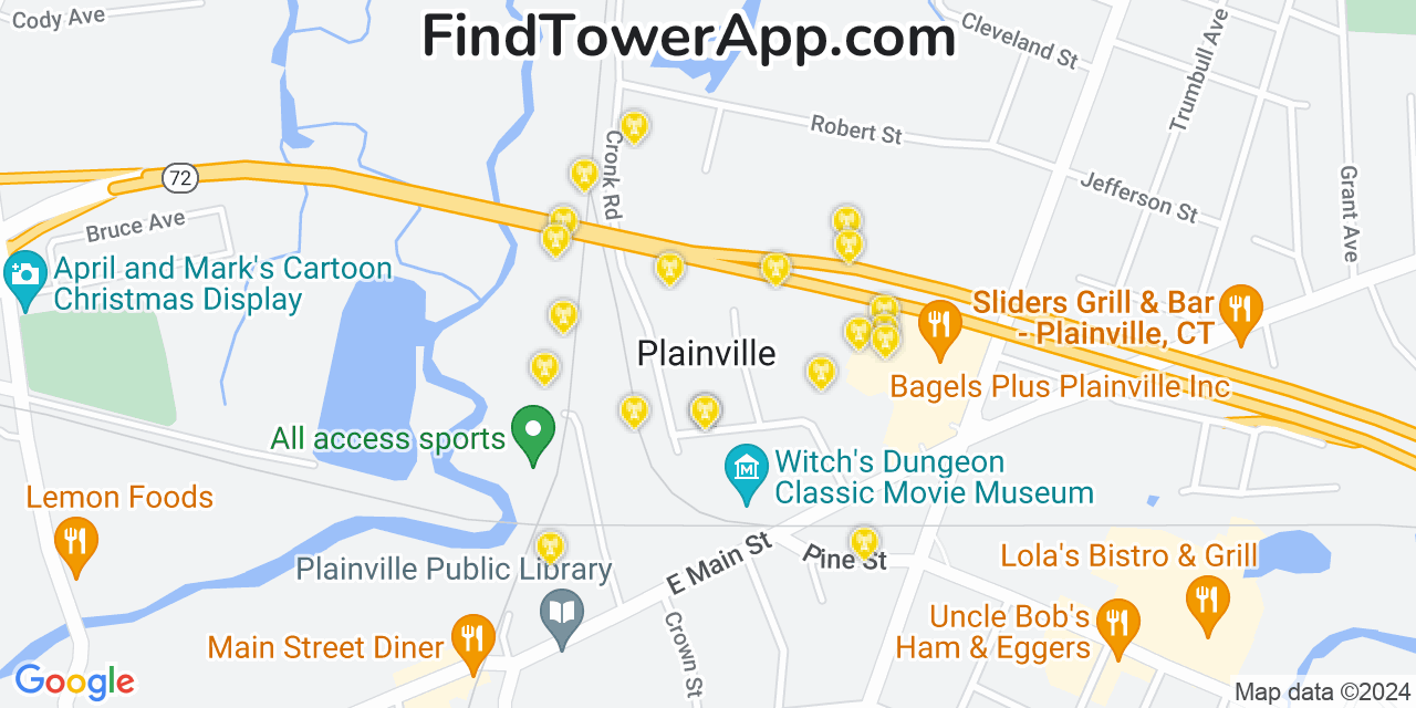 AT&T 4G/5G cell tower coverage map Plainville, Connecticut