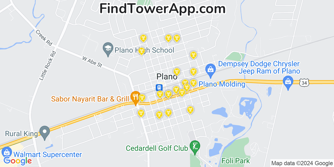AT&T 4G/5G cell tower coverage map Plano, Illinois