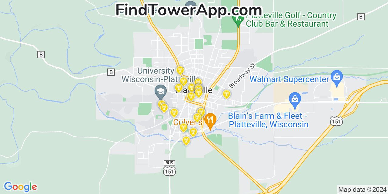 T-Mobile 4G/5G cell tower coverage map Platteville, Wisconsin