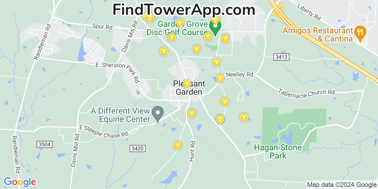 AT&T 4G/5G cell tower coverage map Pleasant Garden, North Carolina