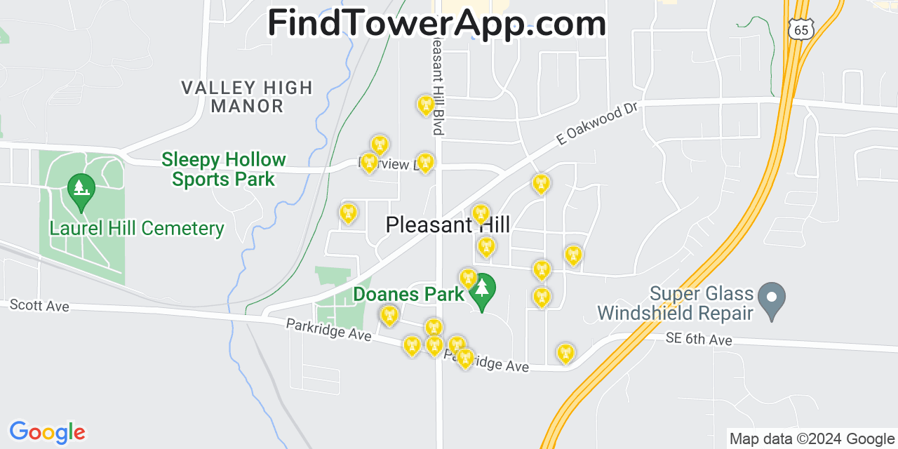 Verizon 4G/5G cell tower coverage map Pleasant Hill, Iowa