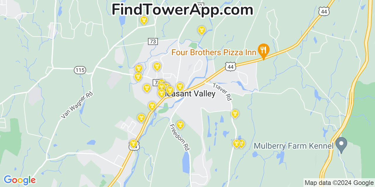 AT&T 4G/5G cell tower coverage map Pleasant Valley, New York