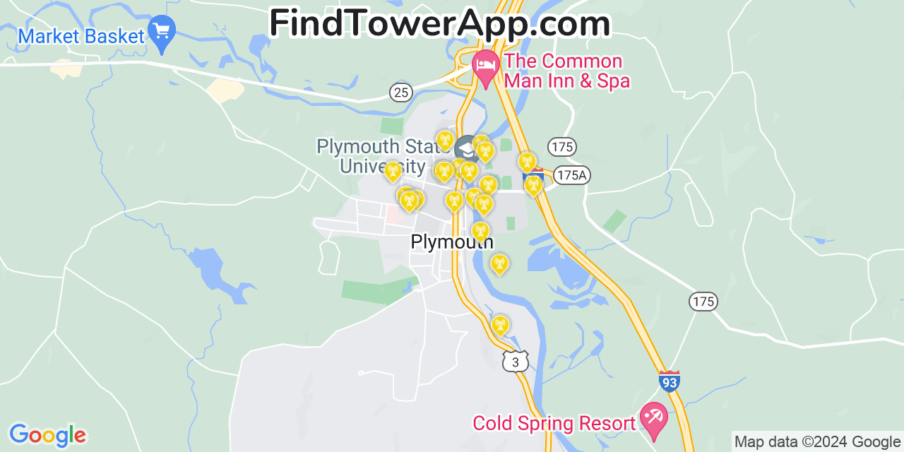 AT&T 4G/5G cell tower coverage map Plymouth, New Hampshire