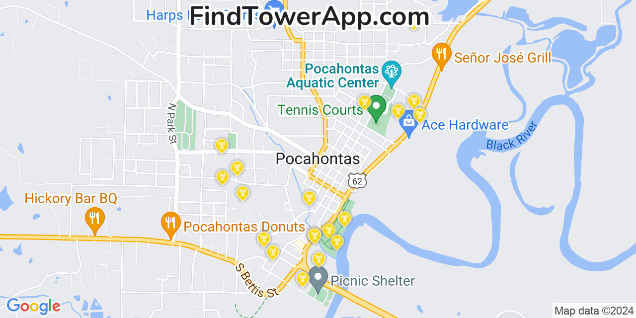 AT&T 4G/5G cell tower coverage map Pocahontas, Arkansas