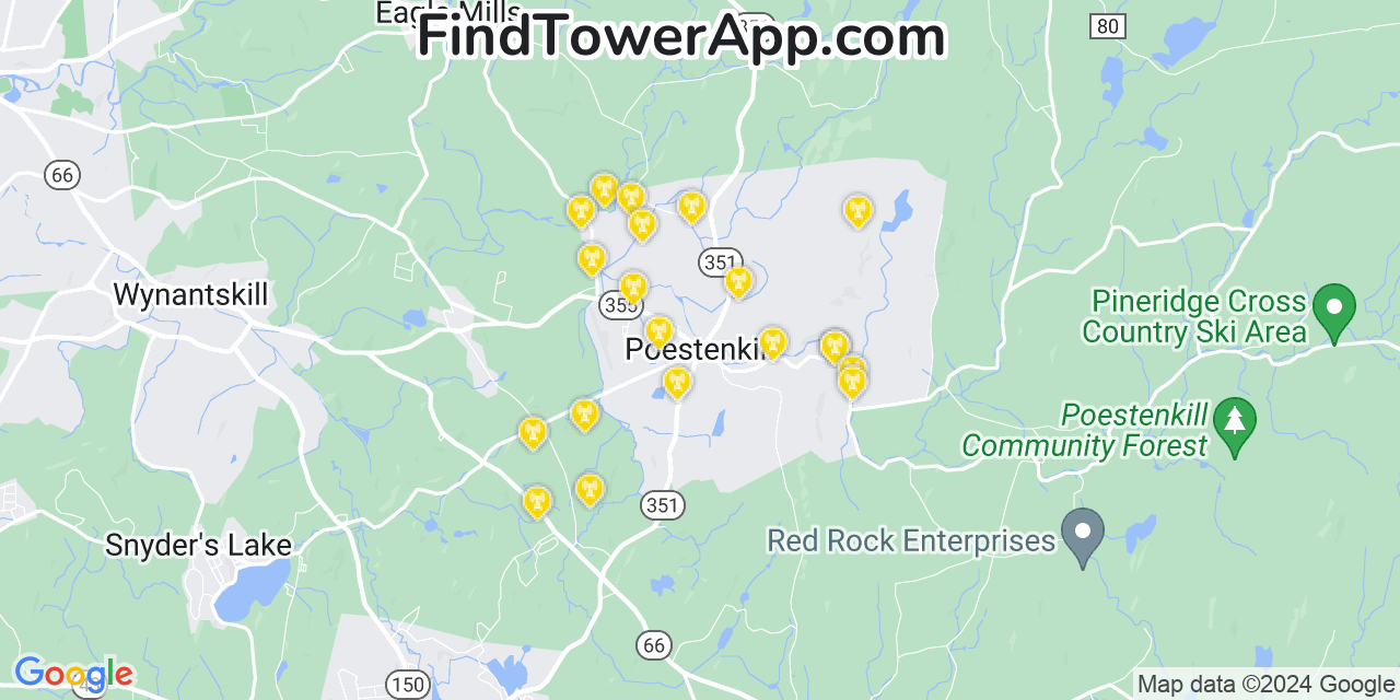 AT&T 4G/5G cell tower coverage map Poestenkill, New York