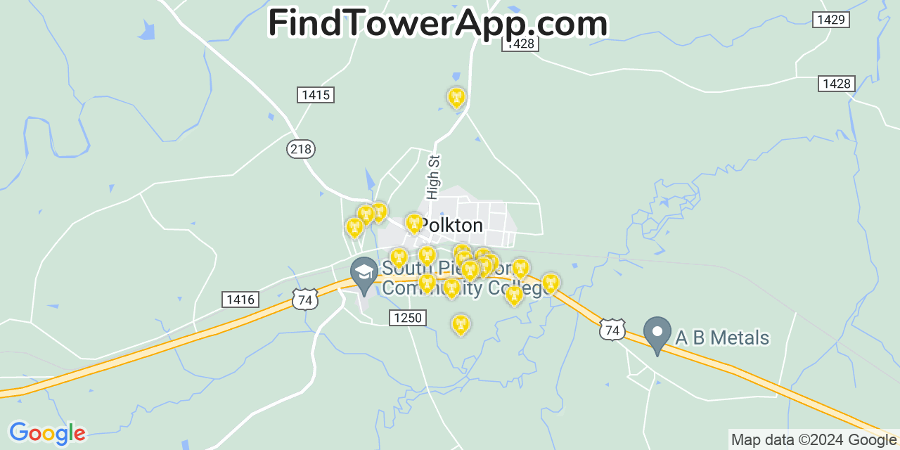 AT&T 4G/5G cell tower coverage map Polkton, North Carolina