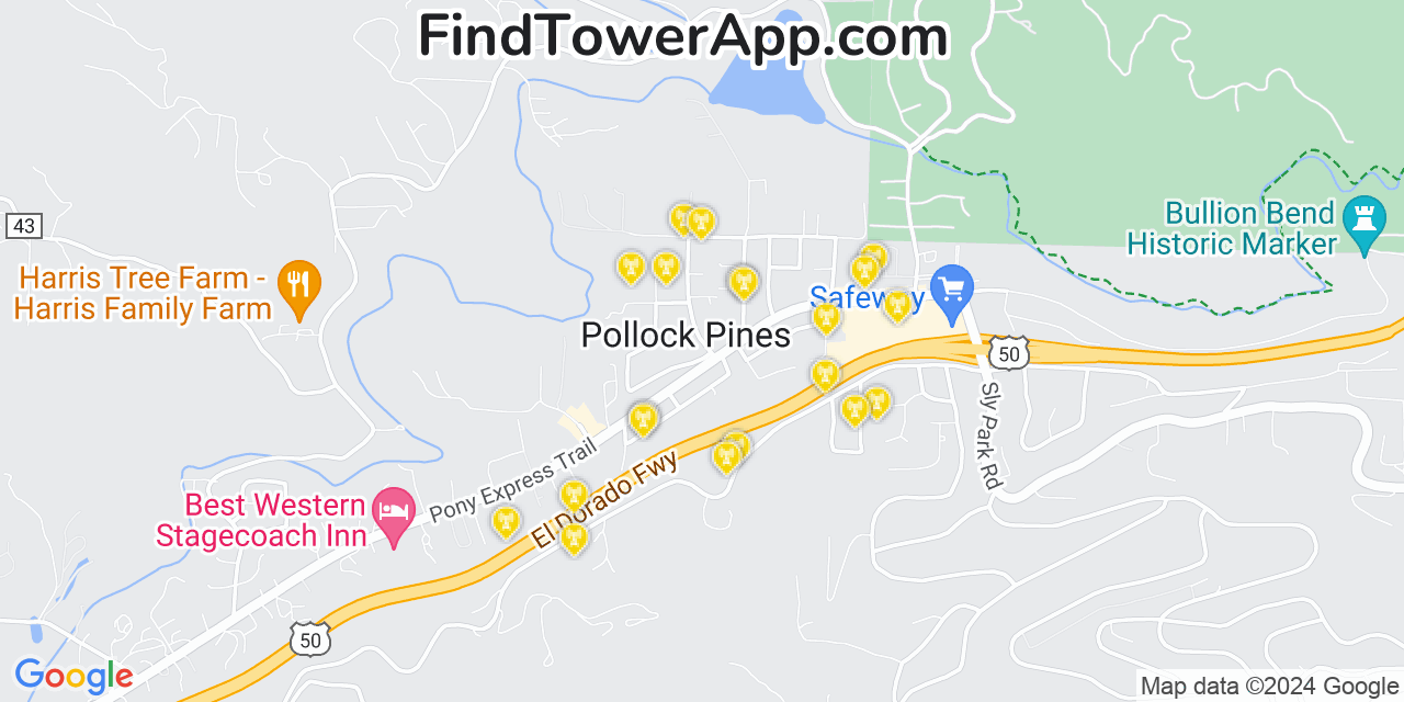 T-Mobile 4G/5G cell tower coverage map Pollock Pines, California