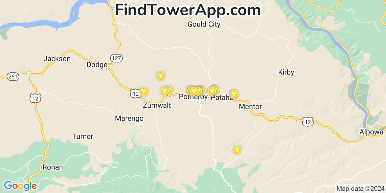 T-Mobile 4G/5G cell tower coverage map Pomeroy, Washington