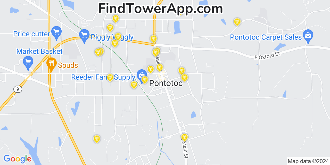 T-Mobile 4G/5G cell tower coverage map Pontotoc, Mississippi