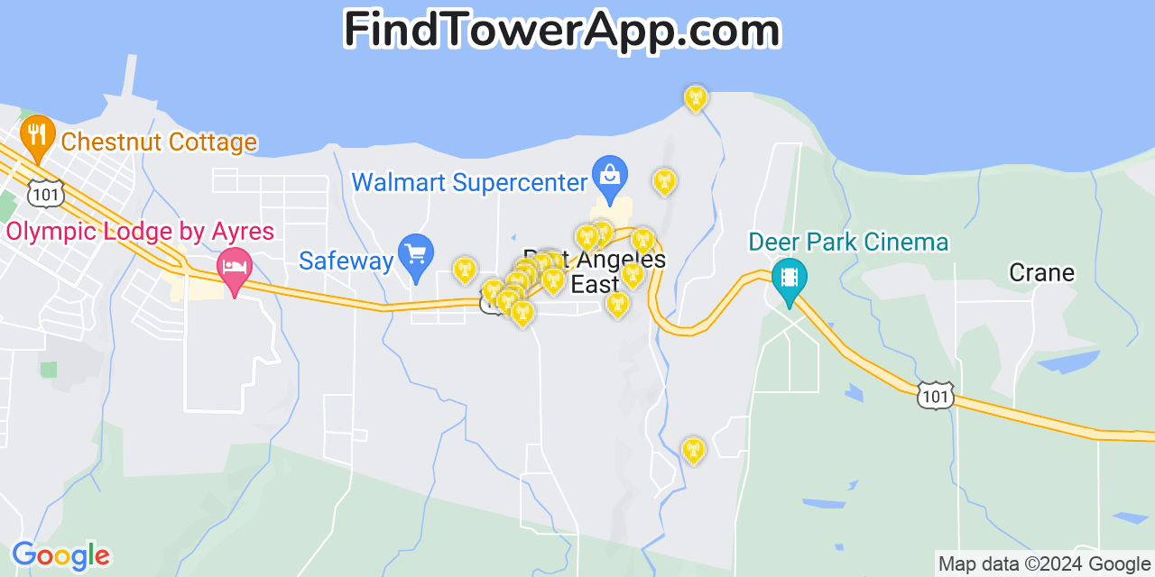 T-Mobile 4G/5G cell tower coverage map Port Angeles East, Washington