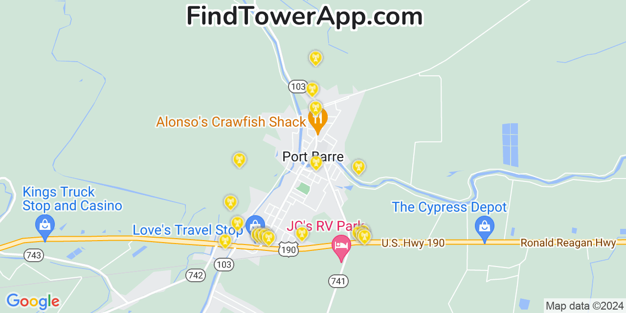 T-Mobile 4G/5G cell tower coverage map Port Barre, Louisiana