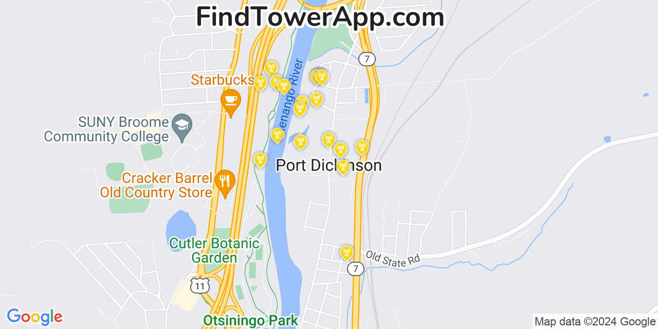 T-Mobile 4G/5G cell tower coverage map Port Dickinson, New York