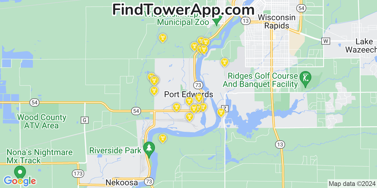 T-Mobile 4G/5G cell tower coverage map Port Edwards, Wisconsin