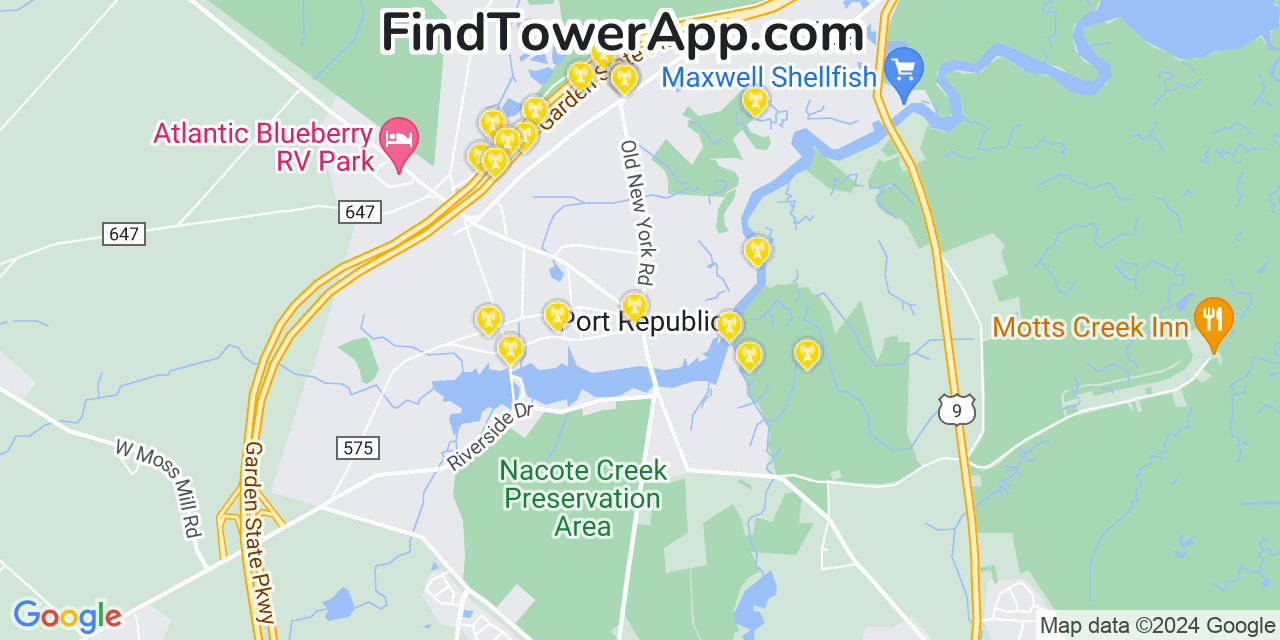 Verizon 4G/5G cell tower coverage map Port Republic, New Jersey