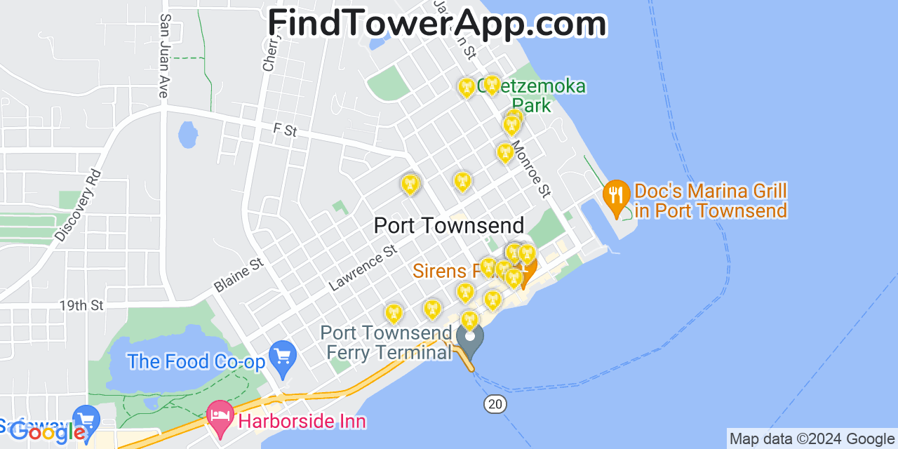 AT&T 4G/5G cell tower coverage map Port Townsend, Washington